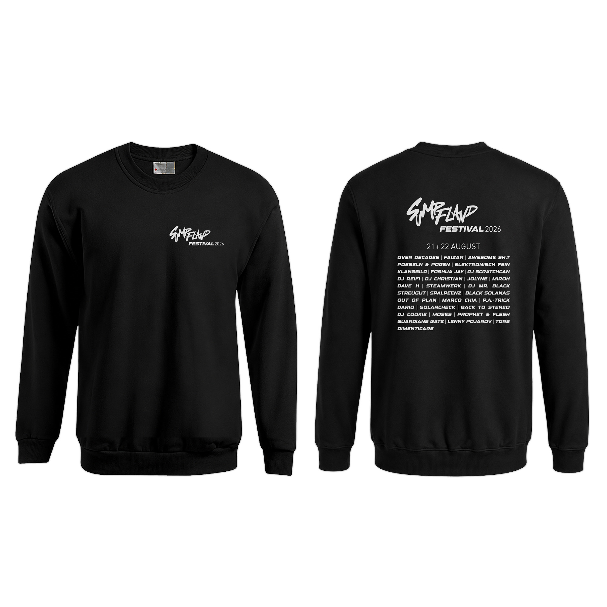 Sumpfland Festival Pullover 2026 Motiv: 2 Farbe: Schwarz
