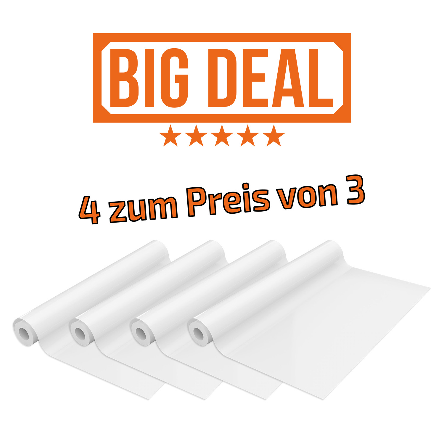 ANGEBOT 4 zum Preis von 3: DTF-Film Folie 100 Meter Rolle (Hotpeel)