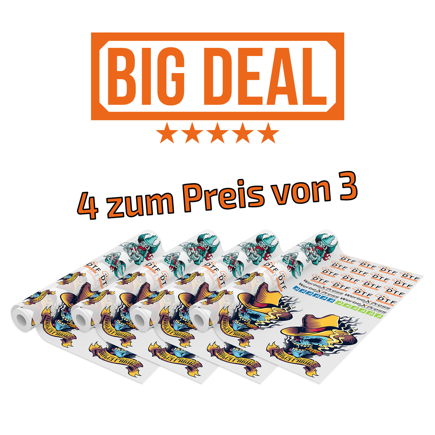 ANGEBOT 4m zum Preis von 3m: DTF-Transferdruck Meterware (560 x 4000 mm)