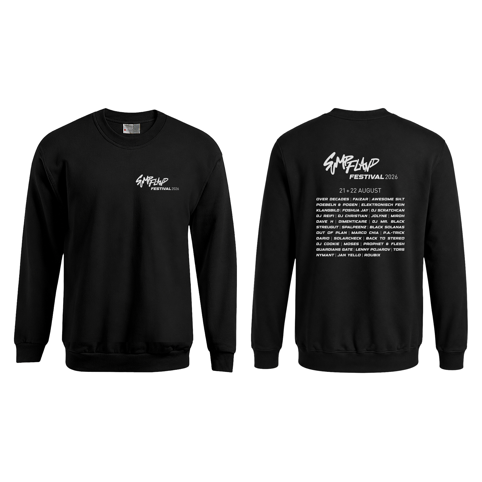 Sumpfland Festival Pullover 2026 Motiv: 2 Farbe: Schwarz