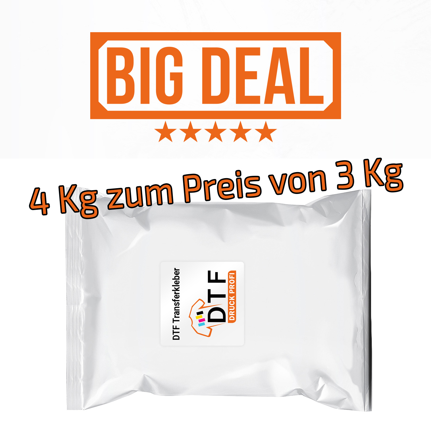 ANGEBOT 4 Kg zum Preis von 3 Kg: DTF-Transferkleber